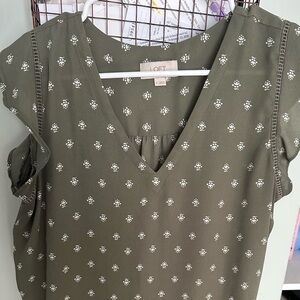 LOFT Sage Green Floral Pattern Dress